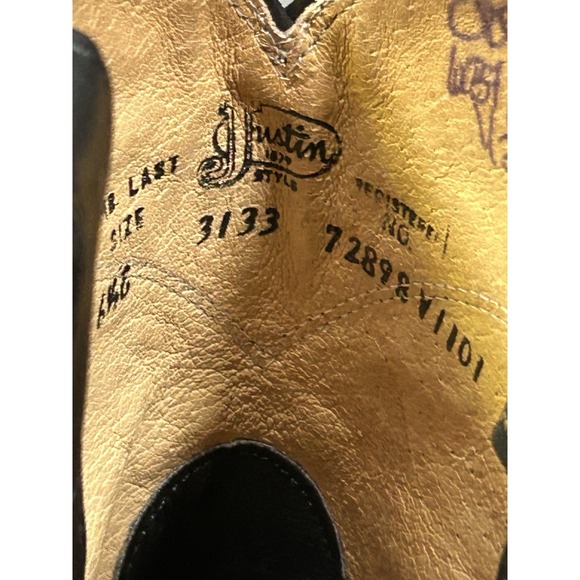 Justin Style 3133 Black Roper Leather Western Cowboy Boots Men's 6.5E - Picture 14 of 16